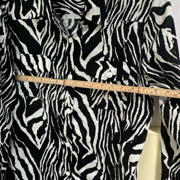 Tabi Vintage Zebra Cotton Roll Tab Sleeve Safari Shirt Pocket Lightweight Slit M - Picture 14 of 16